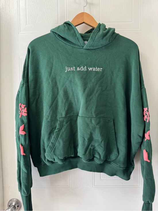 Girl Dangerous Sweaters - Just Add Water Green Hoodie Sweater with Pink Sleeve Accents